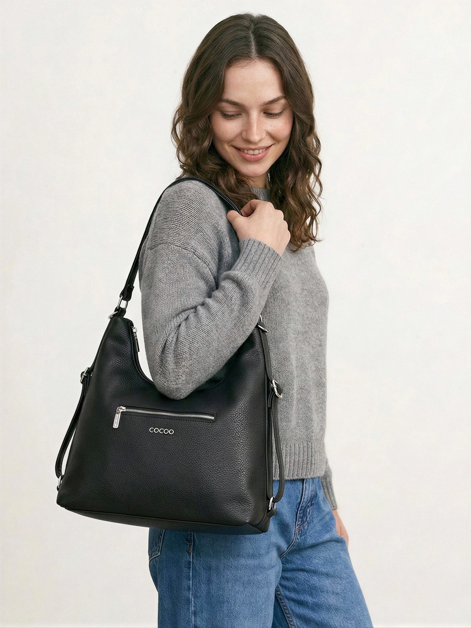 Сумка-шоппер  с декоративным пуллером со стразами в ассортименте